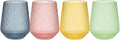 40 Count Stemless Origami Ripple Plastic Wine Glasses - 12 oz Set