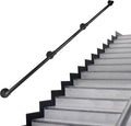 Pipe Stair Handrail 12 ft Metal Staircase Handrail - Industrial Black