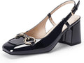 Womens Slingback Block Heels Closed Square Toe Dress Work Shoes Height