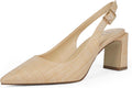 Womens Pumps Pointed Closed Toe Chunky Heel Slingback (Style J1KM)