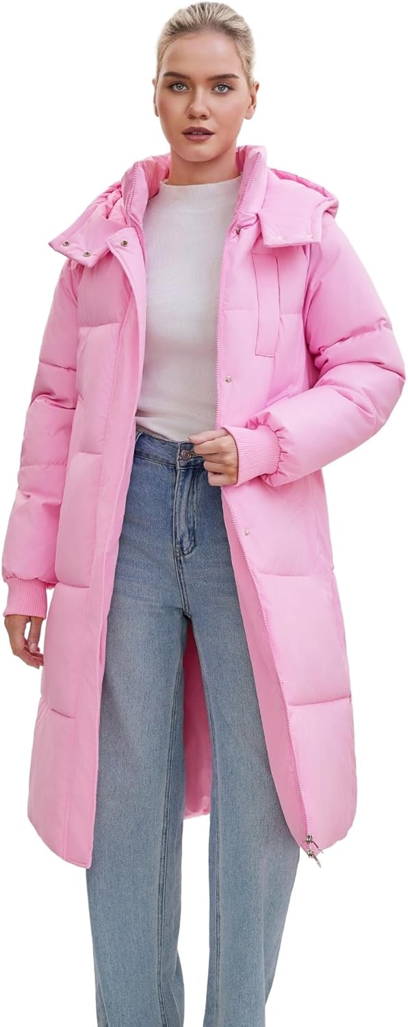 Long Puffer Jacket for Women - Thickened Winter Coat with Hood