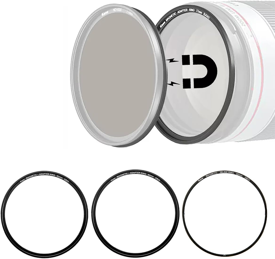 Kase 77mm DIY Magnetic Camera Lens Filter Adapter Ring Kit Pro