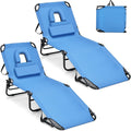 GYMAX Tanning Chair Beach Lounge - Face Hole Folding Chaise
