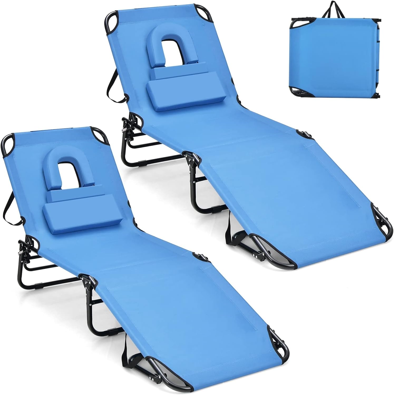 GYMAX Tanning Chair with Face Hole for Ultimate Comfort