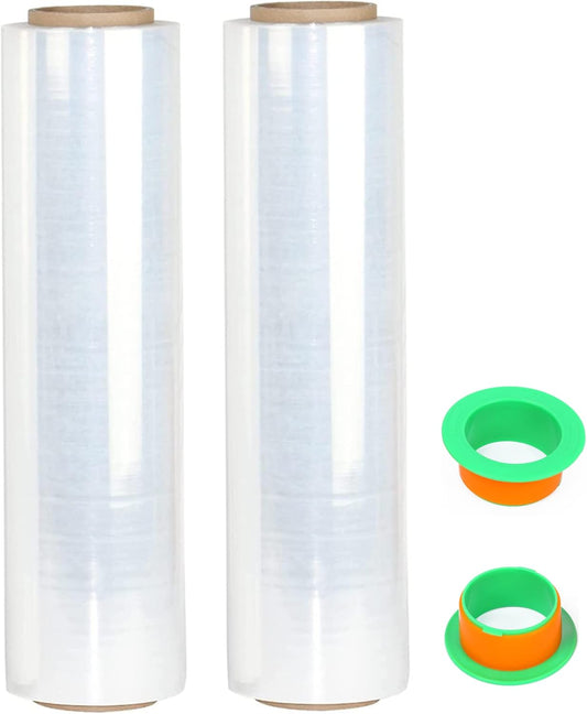 2-Pack Clear Stretch Wrap Film 18in x 1000ft for Packing