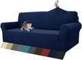High Stretch Jacquard Couch Covers for 3 Cushion Sofa Navy Blue