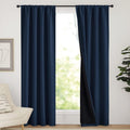 Complete 100% Blackout Curtains Navy 42W x 84L - Thermal Energy Saving