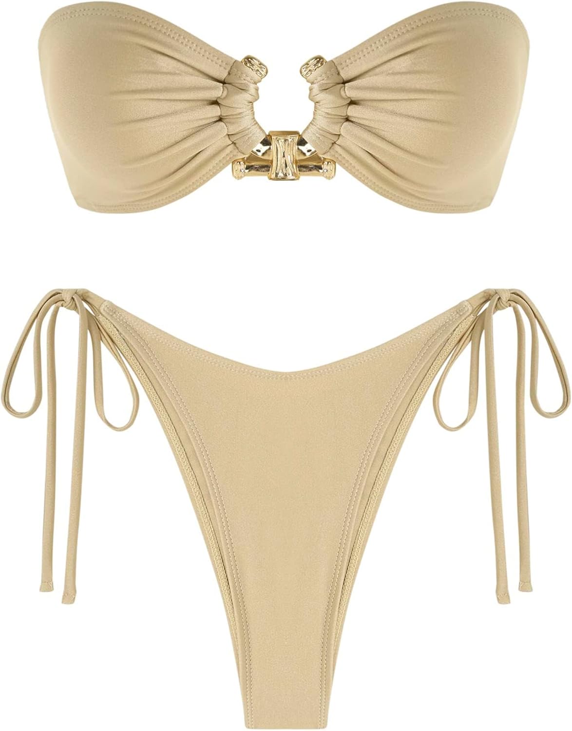 ZAFUL Metal Ring Bandeau Bikini Set for Stylish Beach Days