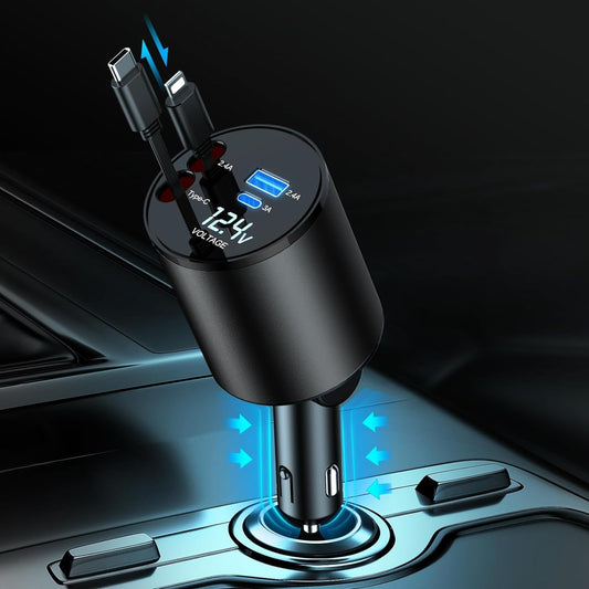 Super Fast 4-in-1 Car Charger: Charge 2 Devices Simultaneously!