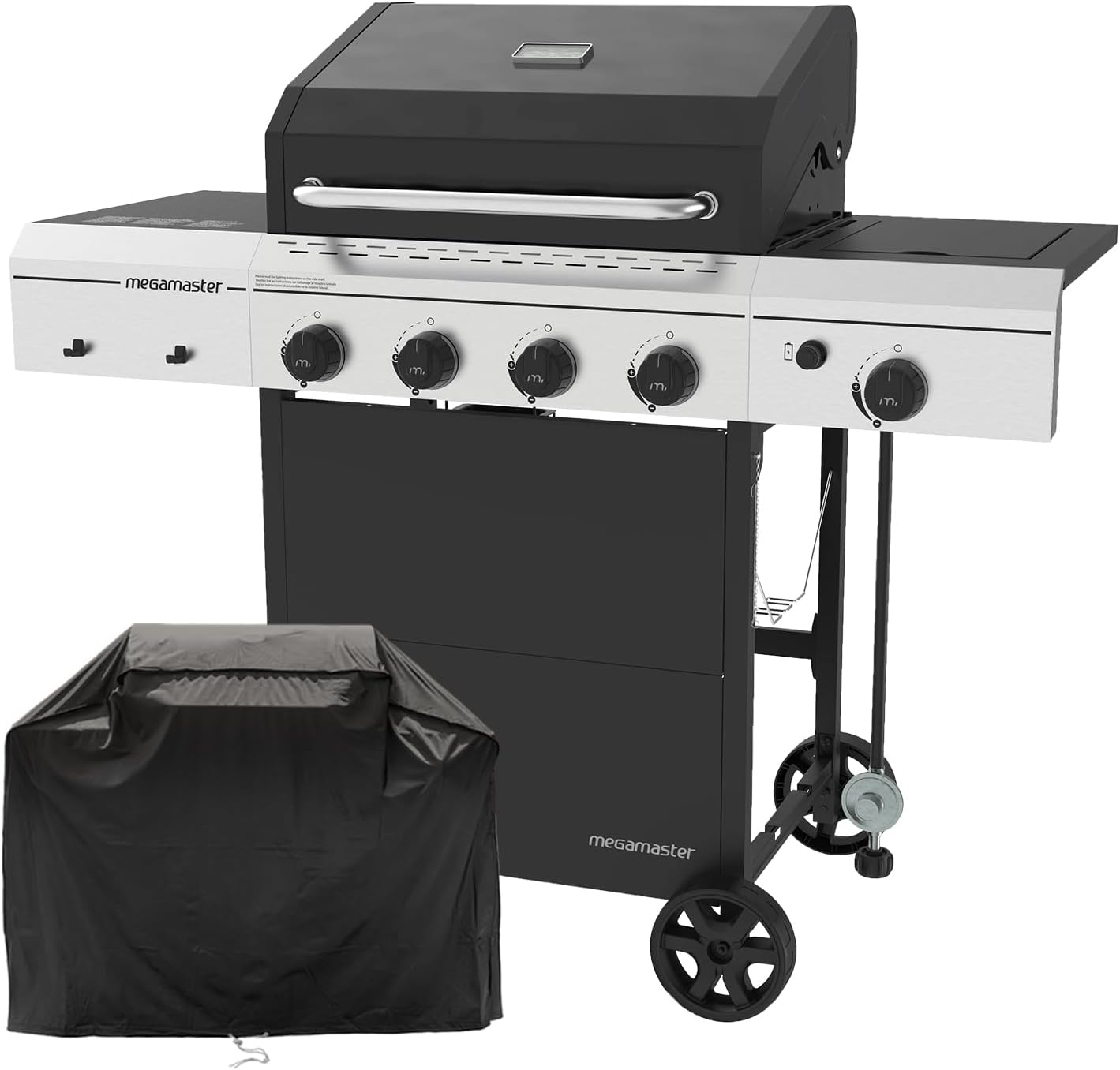 Megamaster 4-Burner Gas Grill with Side Burner and Cover