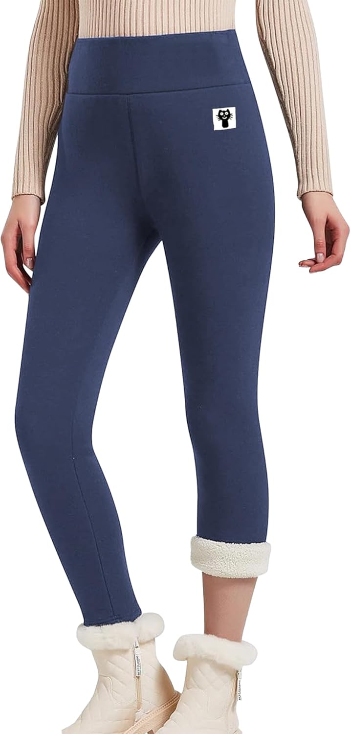 Hixiaohe Women's Casual Sherpa Fleece Lined Warm Leggings
