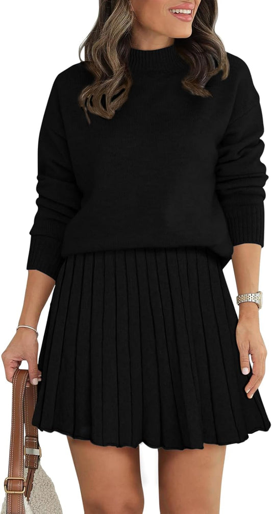 Women's Two Piece Outfits Turtleneck Long Sleeve Sweater Set
