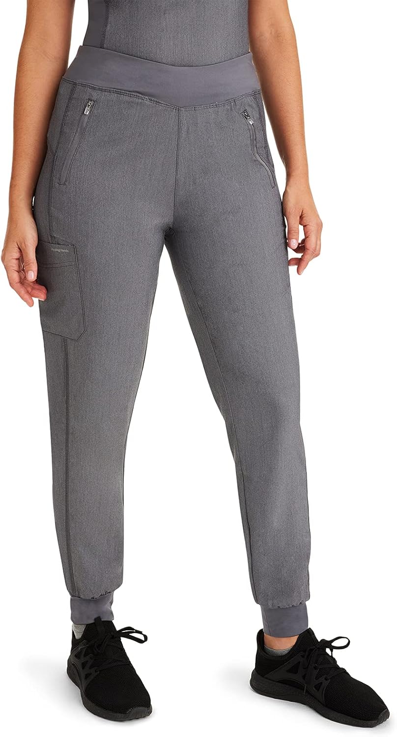 Healing Hands Jogger Scrubs for Women with 6 Pockets in Purple