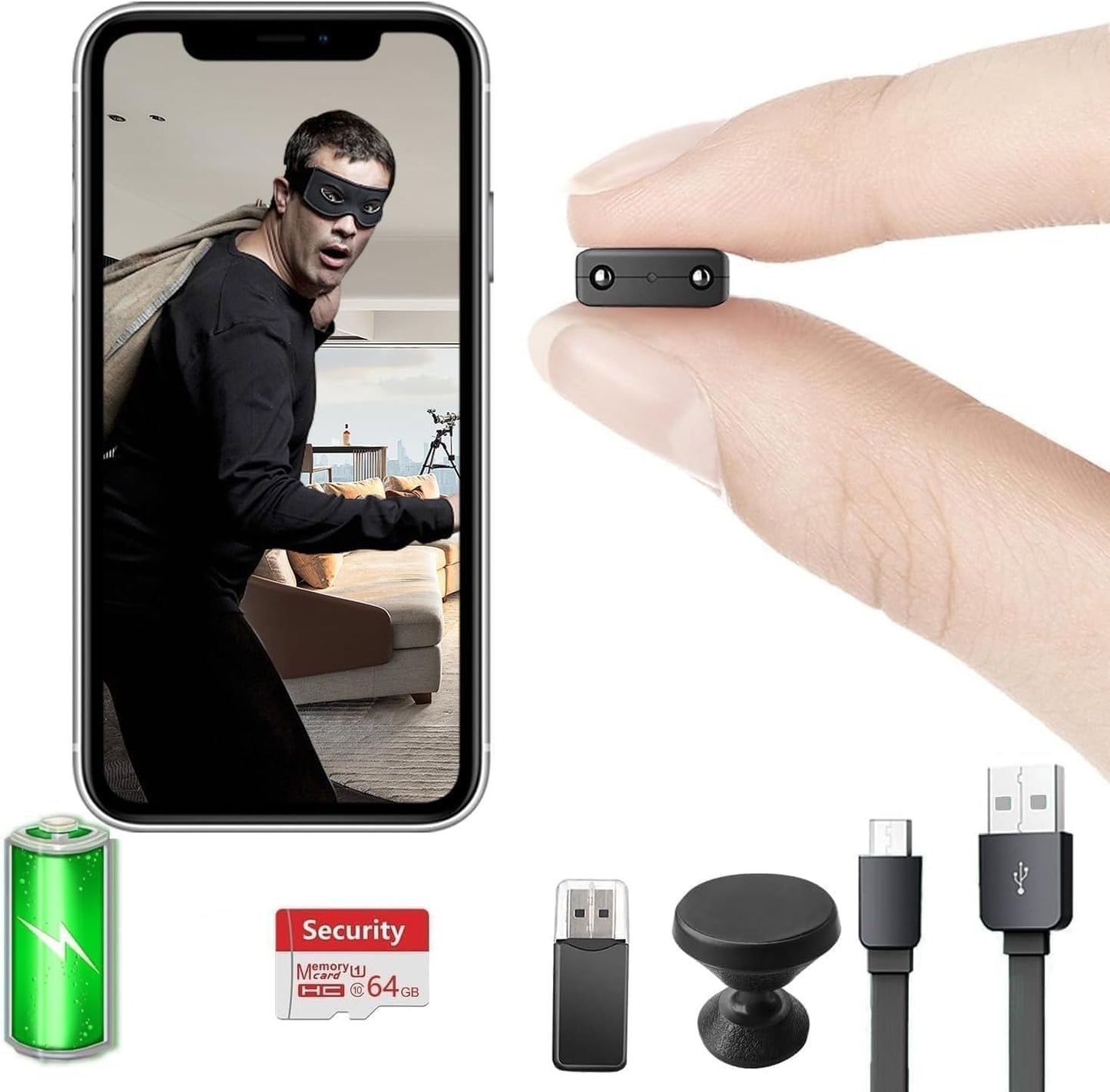 Rettru 64G Wireless Spy Camera: Night Vision, Motion Detect