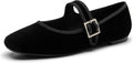 Trary Women's Ballet Flats Square Toe Velvet Mary Jane Shoes its