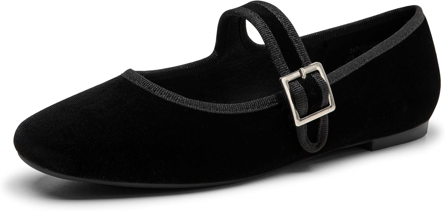 Trary Women's Ballet Flats: Comfortable Square Toe Mary Jane Shoes