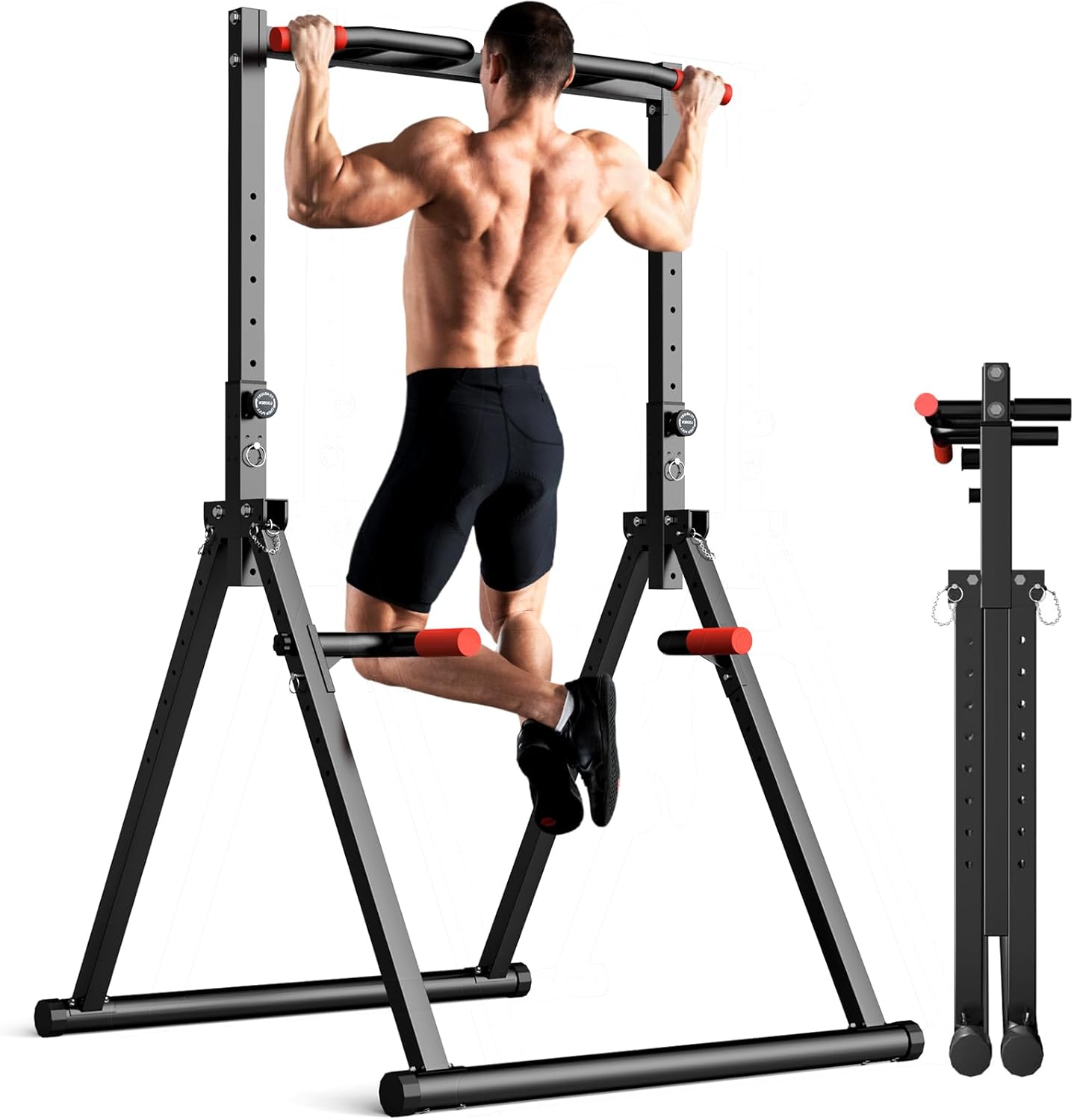 SERTT Foldable Power Tower Dip Station for Home Gym Fitness