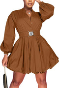 Uni Clau Womens Button Down Shirt Dress - Flattering A-Line Mini