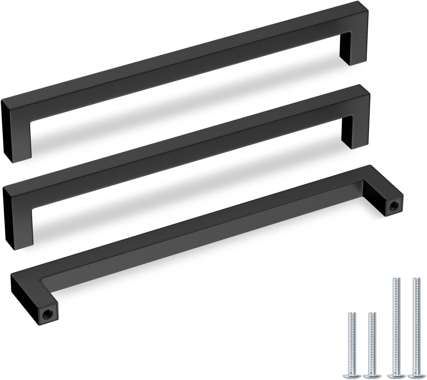 Goldenwarm Black Square Bar Cabinet Pulls for Modern Homes