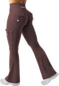Flare Leggings for Women High Waist No Front Seam - Cargo Pockets