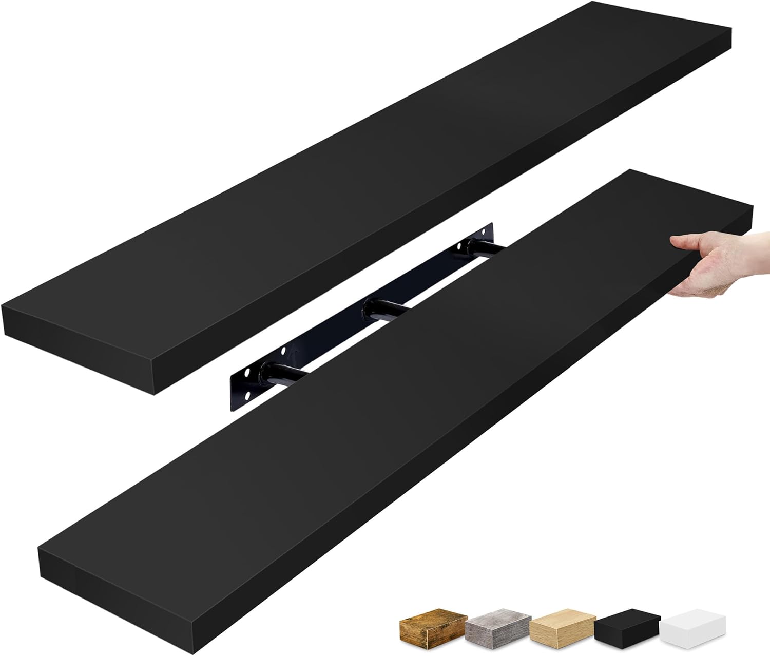 Floating Shelves for Wall by Sorbus - 48 Inch Black Set