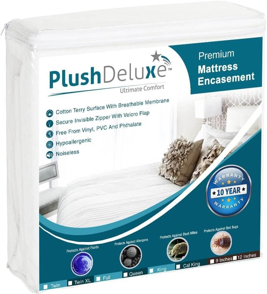 PlushDeluxe Full Size Premium Mattress Encasement for Comfort