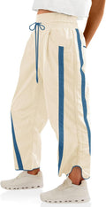 Baggy Wide Leg Track Pants - Casual Drawstring Elastic Waist