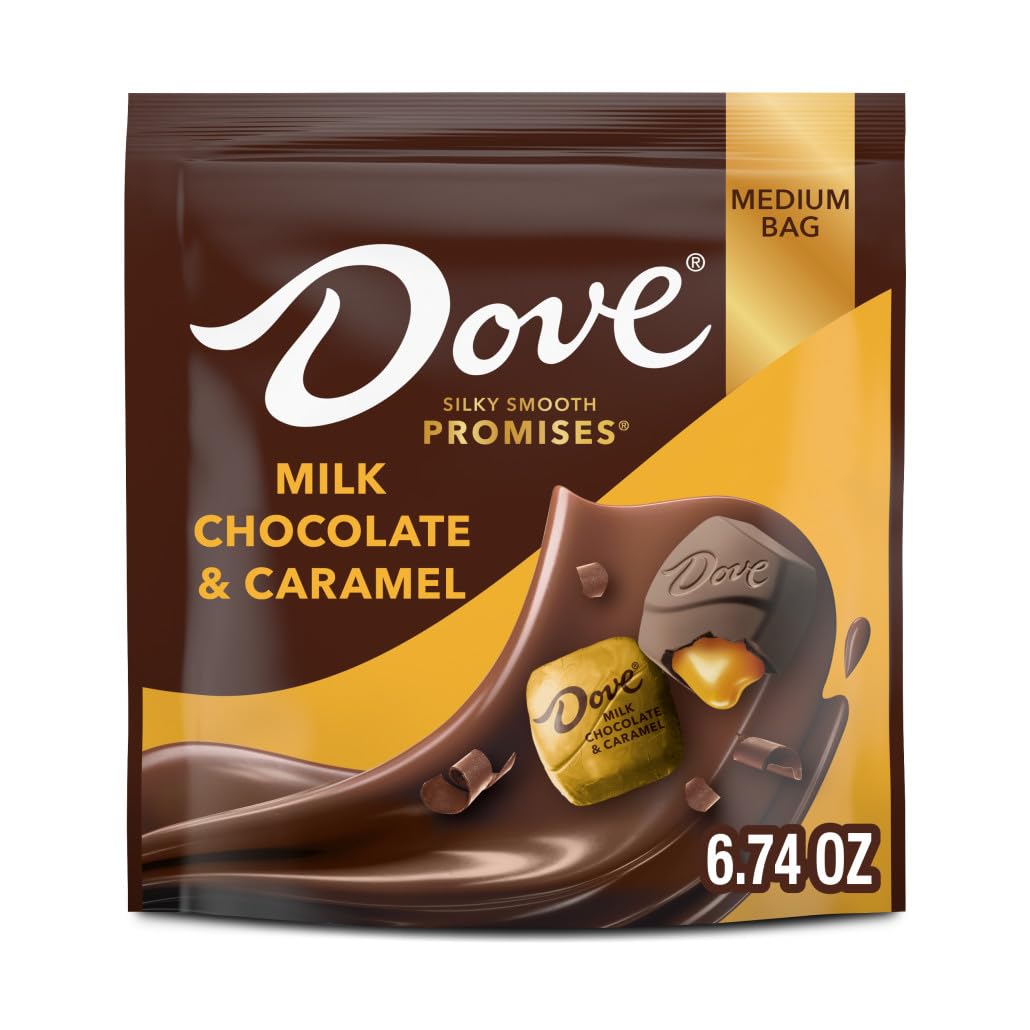 DOVE PROMISES Milk Chocolate & Caramel Candy, 8 Bags of 6.74 Oz