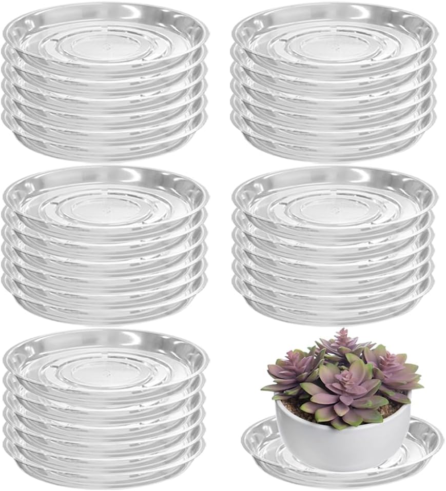 30 Packs 18in Extra-Large Clear Plant Saucers for Indoor Use