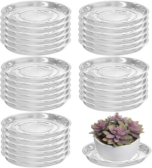 30 Packs 18in Extra-Large Clear Plant Saucers for Indoor Use