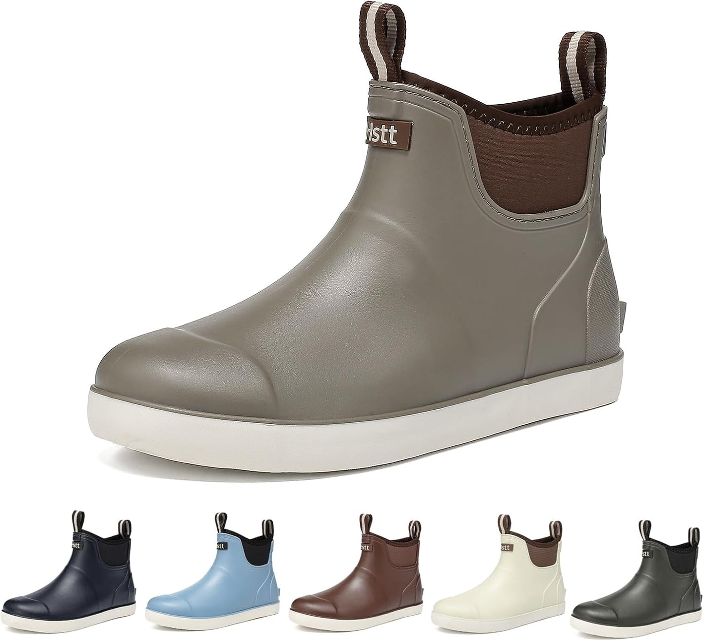 Mens Deck Boots Waterproof Ankle Boots for Fishing and Gardening