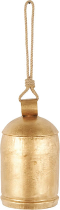 Metal Indoor Outdoor Decorative Bell with Jute Rope - Rustic Gold