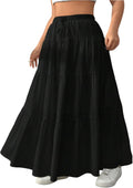 Verdusa Women's Boho Skirt Flowy Flared Ruffle Summer Long Maxi Skirts