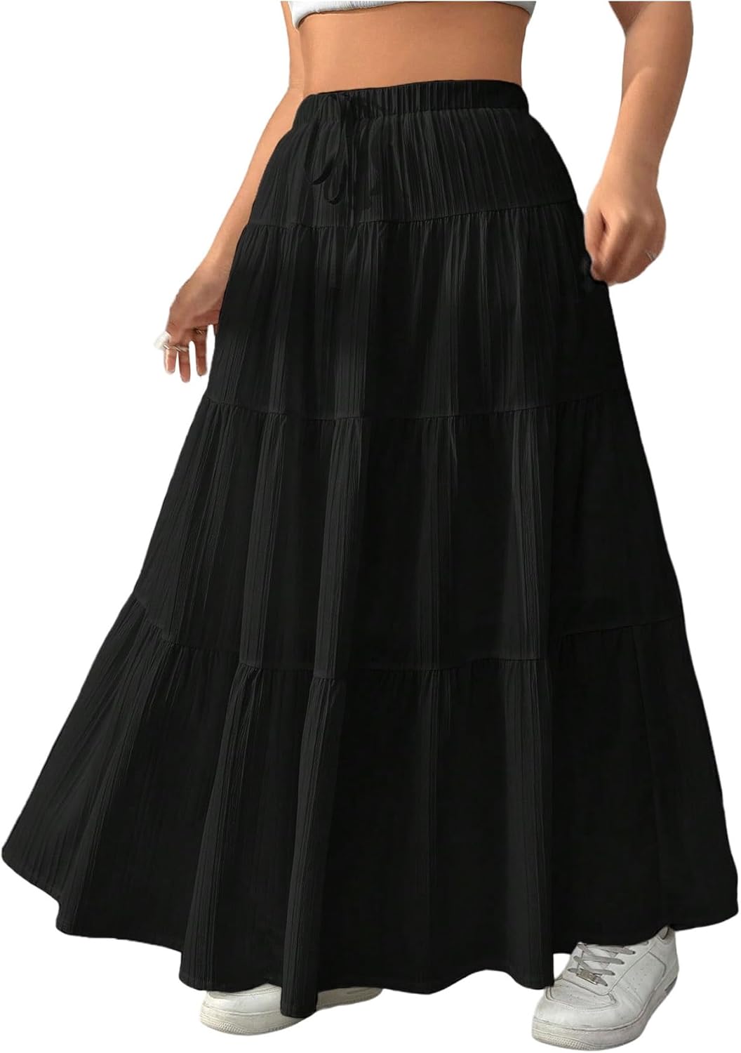 Verdusa Women's Boho Skirt Flowy Flared Ruffle Maxi Skirt