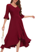 Women's Wedding Guest Bell Sleeve Cocktail Dress - Elegant A-Line