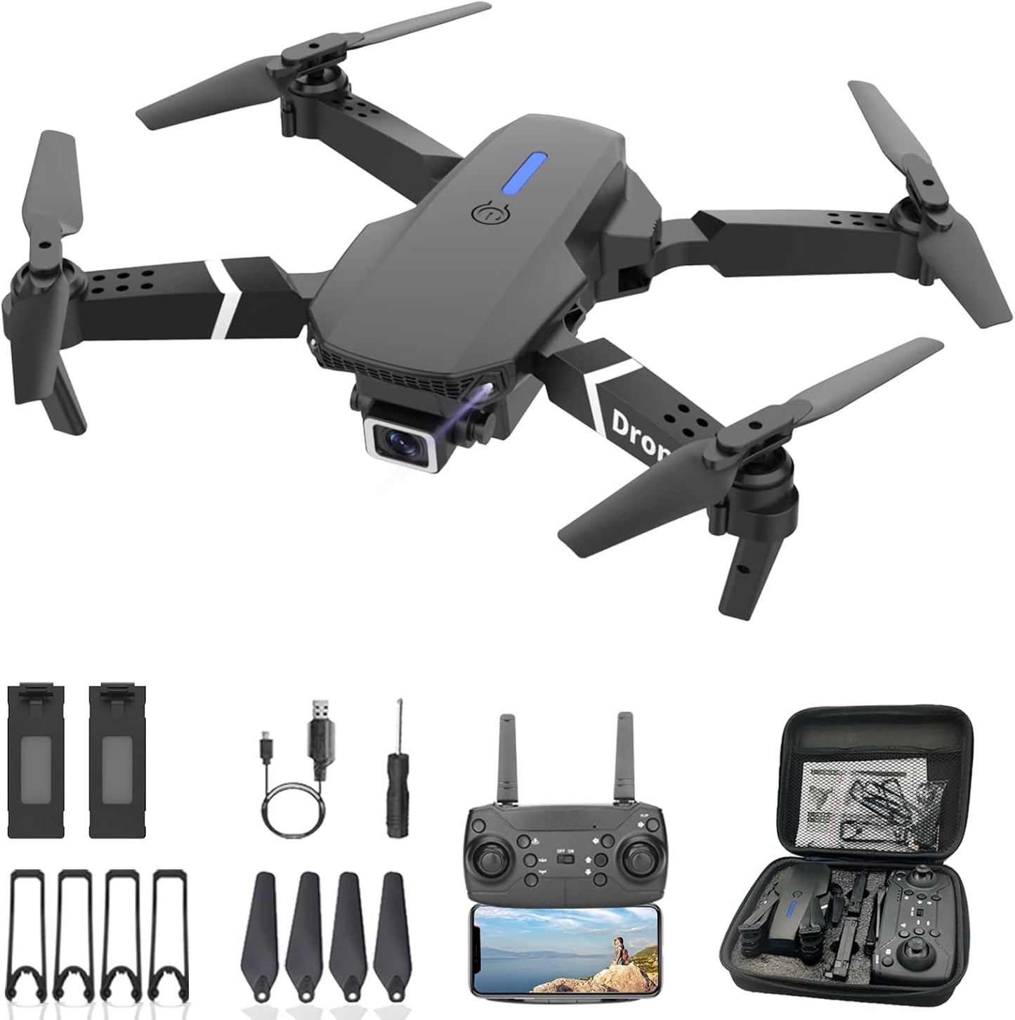 MOCVOO Foldable Drone: 1080p FPV Video, 2 Batteries, Carrying Case