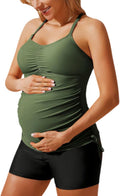 Maternity Athletic Tankini Two Piece Floral Print - Full Coverage Fit