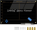 Magnetic Planner Black Glass Board 24in x 36in - Weekly Glass Calendar