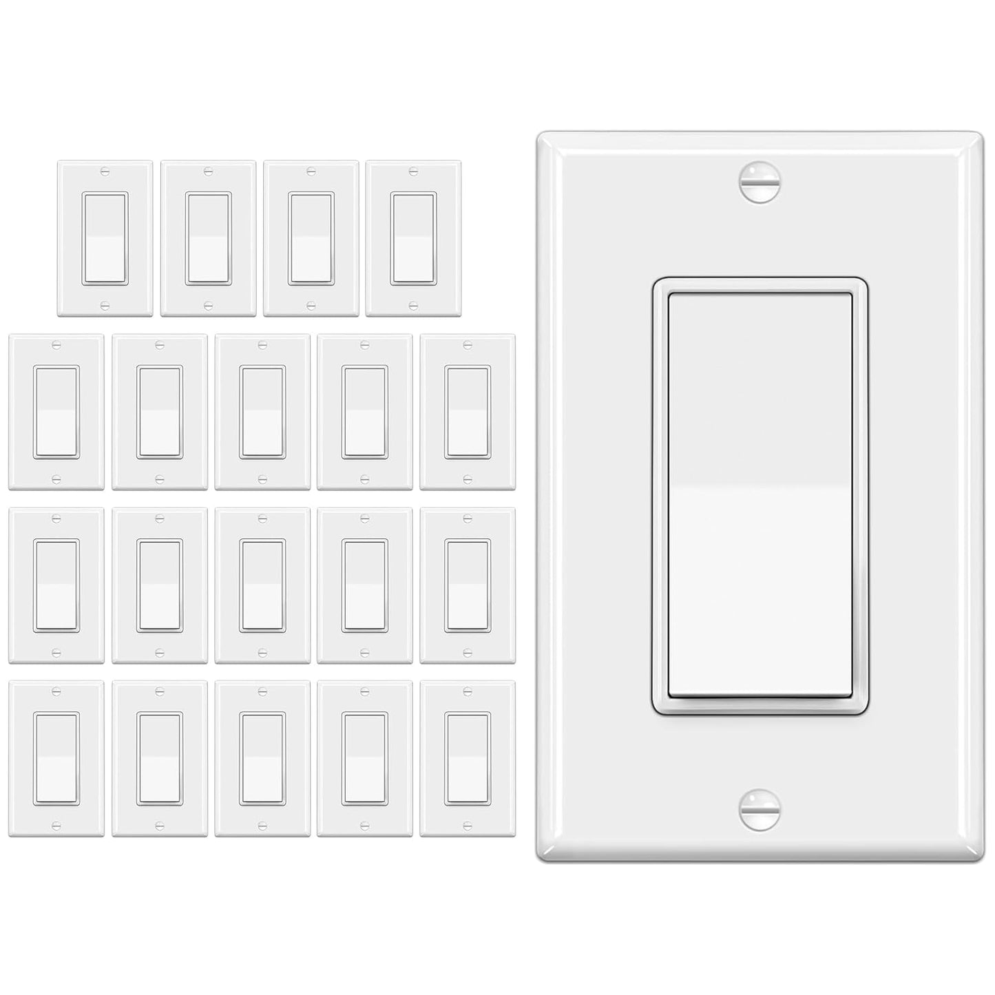 ELECTECK 20 Pack Single Pole Decorator Light Switches for Home