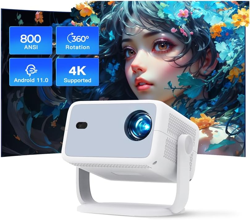 Ultra HD Smart Projector - 360 Rotation, Native 1080P, Built-in Auto Focus
