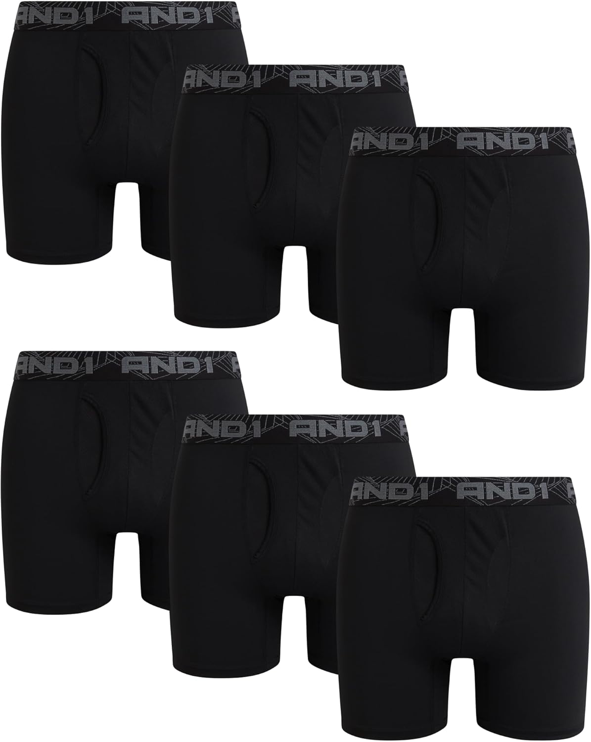 AND1 Mens Boxer Briefs - 6 Pack Performance Underwear for Men