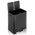 16 Gal Dual Trash Can Stainless Steel Kitchen Bin - Quiet Soft-Close