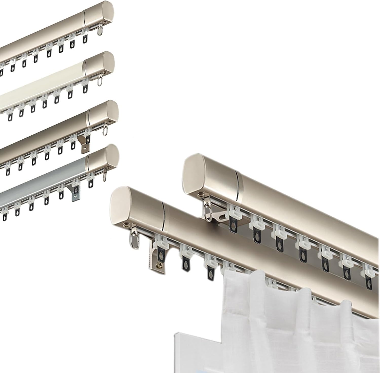 Anti-light Leakage Gold Curtain Rails - Easy Install