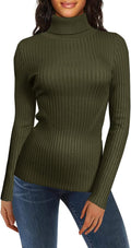 Turtleneck Ribbed Sweater for Women - Slim Fitted Knit Top