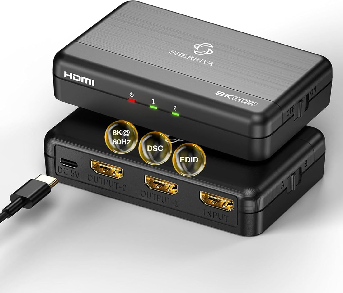 8K HDMI Splitter 1x2 for Dual Displays with Auto Downscaling