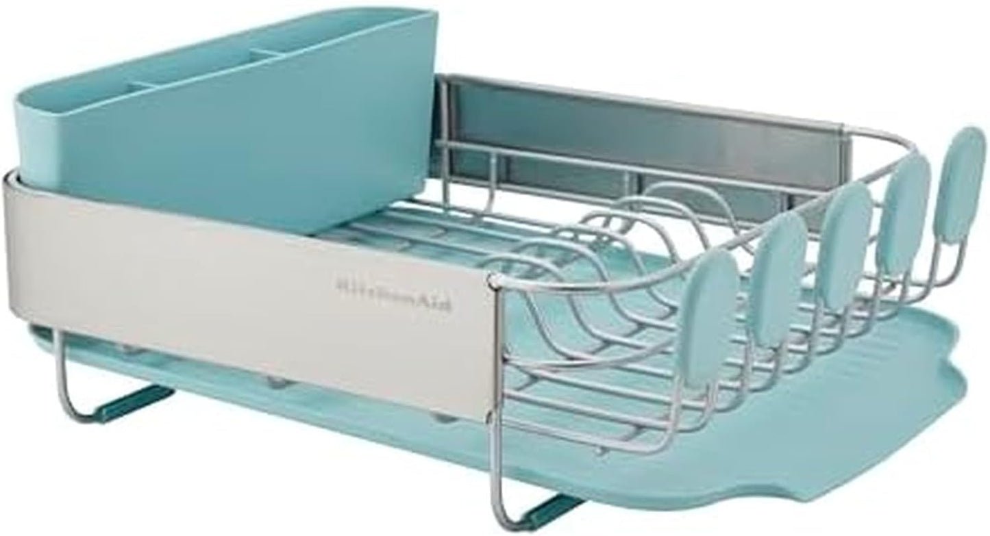 Compact Space Saving Dish Rack with Removable Caddy and Drainboard