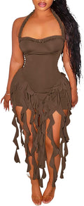 Aro Lora Sexy Halter Neck Mini Dress for Party and Club Wear