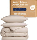 Luxury Sateen Duvet Cover Full/Queen in Pebble - Soft, Luminous Finish