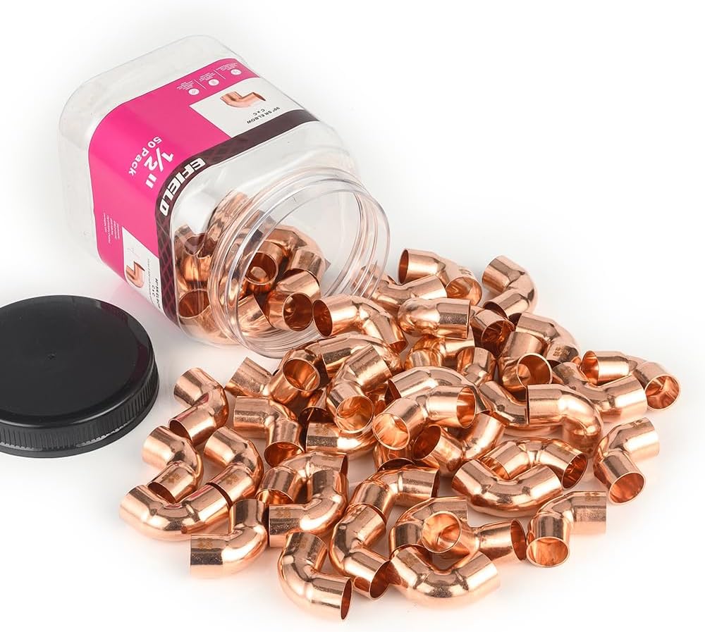 Pro 50-Pack 1/2 Inch C X C Short Radius Copper Elbow Fittings