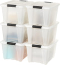 IRIS 32 Quart Clear Stack and Pull Storage Bin System - 6 Pack